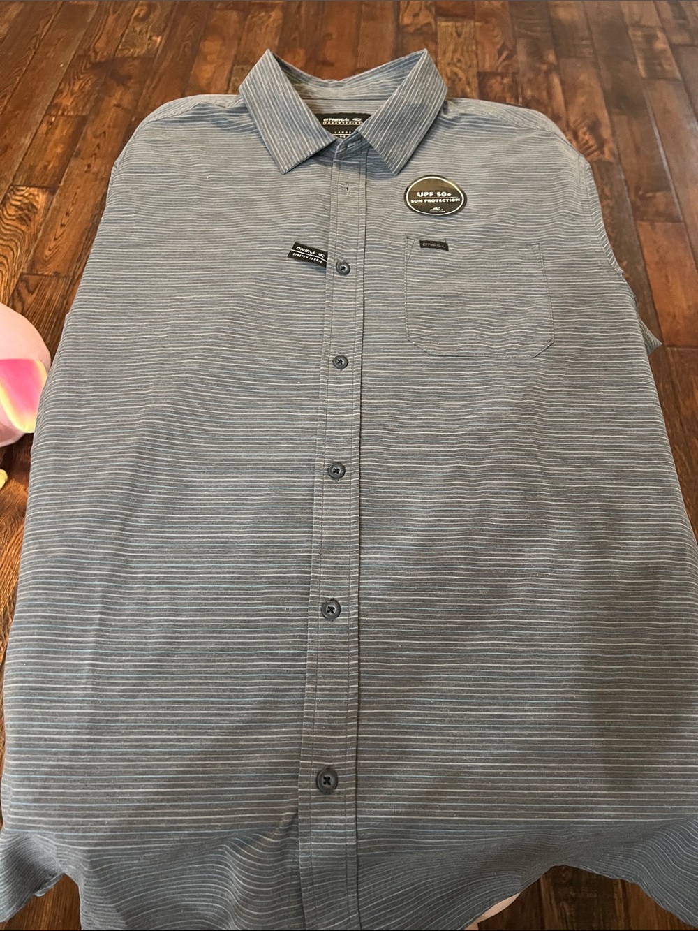 New w tag Oneill Men's Blue Striped Button-Up Shirt large